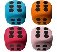 YouthLoxus 4 Pcs Large Foam Dice, 6cm Round Edge Jumbo Stress Relief, Colorful Sphere Dice for Classroom Games, Math Teaching, Kids Party Activities (Red, Pink, Orange, Blue)