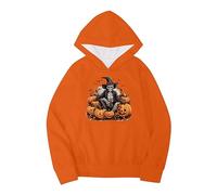 Youths Girls Halloween Pumpkins Letters Prints Hoodie With Pocket Casual Pullover Girls Sweatshirts Boys Toddler Kids Little Girl's Long Sleeve Sweatshirts Tops(5-6 Years) Hot Pink