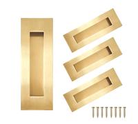 youthua 6 Inch Recessed Finger Flush Pulls，Pocket Door Handles，for Sliding Barn Door Handle, Bifold Doors Stainless Steel Rectangular Door Pulls Hardware (Gold - 4 Pack)