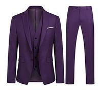 YOUTHUP Men Slim Fit 3 Piece Suit 2 Button Tuxedo Blazer Waistcoat Trousers