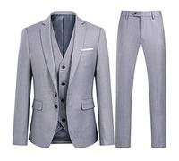YOUTHUP Men Slim Fit 3 Piece Suit 2 Button Tuxedo Blazer Waistcoat Trousers | Timeless Elegance Sophisticated Style, Solid color design, Versatile for business weddings interviews and parties