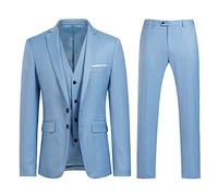 YOUTHUP Men Slim Fit 3 Piece Suit 2 Button Tuxedo Blazer Waistcoat Trousers | Timeless Elegance Sophisticated Style, Solid color design, Versatile for business weddings interviews and parties