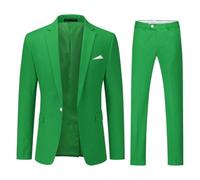 YOUTHUP Men's 2 Piece Suits Slim Fit 1 Button Business Wedding Tuxedo Suit Formal Blazer and Trousers, Green, M