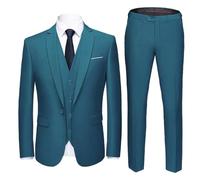 YOUTHUP Mens 3 Piece Suit 1 Button Slim Fit Tuxedo Blazer Waistcoat Pants | Solid color 3-piece tuxedo suit, Versatile for business wedding interview and parties