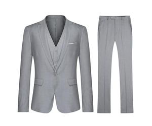 YOUTHUP Mens 3 Piece Suit 1 Button Slim Fit Tuxedo Blazer Waistcoat Pants | Solid color 3-piece tuxedo suit, Versatile for business wedding interview and parties