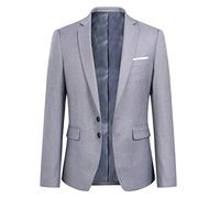 YOUTHUP Mens Blazer Slim Fit 2 Button Formal Casual Suit Jacket Wedding Tuxedo Jackets, Light Grey, XXL