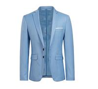 YOUTHUP Mens Blazer Slim Fit 2 Button Formal Casual Suit Jacket Wedding Tuxedo Jackets, Sky Blue, XXL