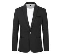 YOUTHUP Mens Blazer Slim Fit Lightweight 1 Button Sports Suit Jacket Black