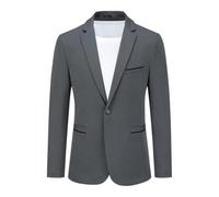 YOUTHUP Mens Blazer Slim Fit Lightweight 1 Button Sports Suit Jacket Grey