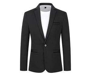 YOUTHUP Mens Blazer Slim Fit Lightweight 1 Button Sports Suit Jacket | Polyester material, 3D tailored construction, Versatile Wardrobe for Formal and Casual Occasions