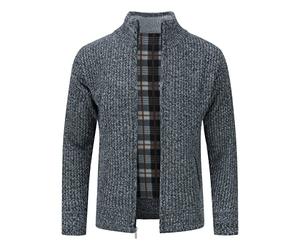 YOUTHUP Men's Cardigan Fleece Lined Full Zip Winter Knitted Jacket Sweater | Cozy fleece lining, Windproof stand collar keeps cold wind out, delivering lasting warmth throughout cold winter