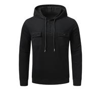 YOUTHUP Men's Hooded 3 Button Long Sleeve Casual Sweater | Hooded 3-button long sleeve casual sweater.