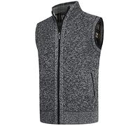 YOUTHUP Men's Knitted Gilet Fleece Lining Sleeveless Cardigan Body Warmer | Full zip slim fit thick knitted vest, designed for fall and winter, versatile casual layering waistcoat