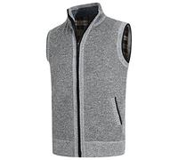 YOUTHUP Men's Knitted Gilet Fleece Lining Sleeveless Cardigan Body Warmer | Full zip slim fit thick knitted vest, designed for fall and winter, versatile casual layering waistcoat