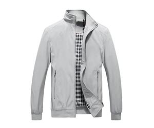 YOUTHUP Men's Lightweight Summer Bomber Jacket Casual Windbreaker Cargo Jackets Thin Sportswear Coat, Grey, 4XL