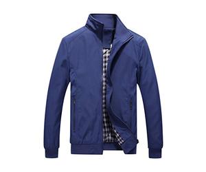 YOUTHUP Men's Lightweight Summer Bomber Jacket Casual Windbreaker Cargo Jackets Thin Sportswear Coat, Denim Blue, XL