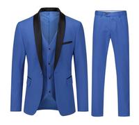 YOUTHUP Mens Suits Slim Fit 3 Piece Suit Shawl Lapel Wedding Dinner Tuxedo 1 Button Blazer Pants Vest