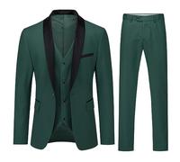 YOUTHUP Mens Suits Slim Fit 3 Piece Suit Shawl Lapel Wedding Dinner Tuxedo 1 Button Blazer Pants Vest