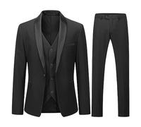 YOUTHUP Mens Suits Slim Fit 3 Piece Suit Shawl Lapel Wedding Dinner Tuxedo 1 Button Blazer Pants Vest