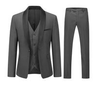 YOUTHUP Mens Suits Slim Fit 3 Piece Suit Shawl Lapel Wedding Dinner Tuxedo 1 Button Blazer Pants Vest