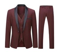 YOUTHUP Mens Suits Slim Fit 3 Piece Suit Shawl Lapel Wedding Dinner Tuxedo 1 Button Blazer Pants Vest