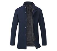 YOUTHUP Mens Wool Coat with Gilet Winter Thick Trench Coat Casual Outdoor Warm Peacoat, Navy Blue, M