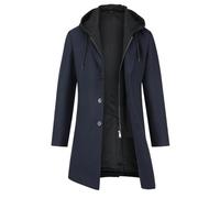 YOUTHUP Men's Wool Trench Coat Winter Thick Peacoat with Removable Hood Casual Overcoat, Navy, M