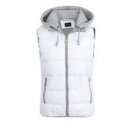 YOUTHUP Women's Quilted Gilet with Hood Thick Casual Body Warmer Full Zip Sleeveless Jacket, White, L