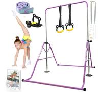 YOUTIFUN Gymnastics Bar, Kids Gym Equipment 5 Level Height Adjustable Pull Up Horizontal Gymnastic Bar, Gymnastics Equipment for Home for Girls & Boys, 3 to 12 years old (Light Purple)