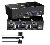 YOUTINGHDAV HDMI KVM Switch 2 Monitors 2 Computers 8K@60Hz, USB 3.0 KVM Switch Dual Monitor 4K@120Hz for 2 computer Share Mouse Keyboard, with 2 USB 3.0 Cable and Wired Remote