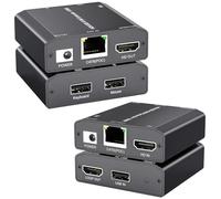 YOUTINGHDAV HDMI USB KVM Extender, KVM USB HDMI Extender over Ethernet via CAT5/6/7, 150M/500FT, 1080P@60Hz, Plug and Play, Loop Out, POE, Lossless Latency, Power Adapter, Wired Remote