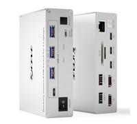 YOUTINGHDAV KVM Switch 2 Monitors 2 Computers USB C, KVM Switch Docking Station for 2 Laptops, 4K@60Hz, 80W PD, USB 3.0, 5Gbps, Gigabit Ethernet, TF/SD Card, Wired Remote(4K USB C HD 2 in 2 out KVM)