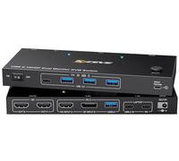 YOUTINGHDAV KVM Switch 2 Monitors for Laptop & Desktop, KVM Switch 2 Monitors 2 Computers USB C HDMI DP, USB 3.0, MST, Dual HDMI, 4K@60Hz, PD 60W, with Wired Remote