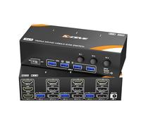 YOUTINGHDAV USB 3.0 KVM Switch 3 Monitors 3 Computers Displayport HDMI, KVM Switch Triple Monitor 8K@60Hz 4K@144Hz for 3 Computers Share 4 USB Devices Mouse Keyboard, Power Adapter, Wired Remote