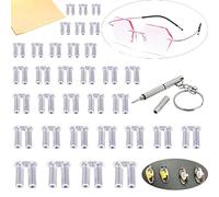 YouU 1.4/1.5/1.6/1.7/1.8/2.0mm Clear Plastic Compression Sleeves for Rimless Glasses Fixing Accessories Tools Eyeglasses Nose Pads with Multifunctional Glasses Screwdriver Glasses Cloth 130 pcs