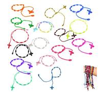 YouU 16 Pcs Handmade Rosary Cross Bracelets Pulseras Decenarios Colorful
