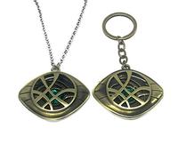 YouU 2 Pcs Dr Strange Necklace Costume Pendant Necklace and Keychain Set
