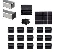 YouU 20x20mm Square Plastic Plugs Self-adhesive Furniture Pads for Metal Tubing, Fences, Glide Protection from Chair Legs and Furnitures Balck 40 pcs