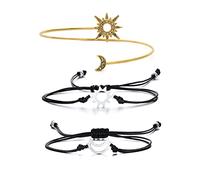 YouU 3 pcs Sun Moon Style Adjustable Couple Bracelet Boho Simple Metal Women Upper Arm Bangle Star Moon Open Cuff Armband Armlet Jewelry