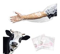 YouU 50 pcs Long Arm Examination Artificial Insemination Glove Disposable Soft Plastic Film Gloves White 34 In