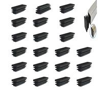 YouU 50x15mm Black Plastic Rectangular Furniture Chair Leg Foot Cover Cap 21 Pcs