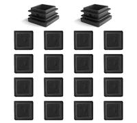 YouU 50x50mm Square Tubing Black Plastic Plug, 2 Inch End Cap Fence Post Pipe Cover Tube Chair Glide Insert Finishing Plug Heavy Duty Tubing Post End Cap 16 Pcs