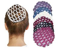 YouU 6 pcs Ladies Handmade Knit Mesh Fabric Bun Cover Snood Hair Net hair Accessories For Ballet Dance Skating Sports and Daily Working