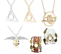 YouU 6 pcs Magic hourglass Necklace Triangle Necklace Golden Charms Themed Necklace Unisex Multilayer Leather Adjustable Bracelet Cuff Wrap Multicolor Rope Wristband