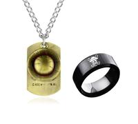 YouU Anime OP. Ruffy Skeleton Pendant Necklace Straw sun Hat Men Ring Sticker Set 12 pcs