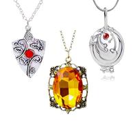 YouU Cosplay Vampire Katherine Jewelry Set Elena Opening Vervain Locket Necklace Bennett Bonnie Antique Silver Amulet Necklaces with Stickers Total 23 pcs