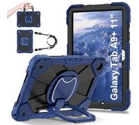 YOUULAR Shoulder Strap Tablet Case for Samsung Galaxy Tab A9 Plus 11 inch SM-X216B 2023, Heavy Duty Shockproof Protective Cover with Kickstand,Handle,Shoulder Strap for Kids Women Man Navy Blue Black