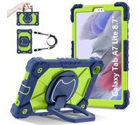 YOUULAR Shoulder Tablet Case for Samsung Galaxy Tab A7 Lite 8.7 T225/T220(2021), Heavy Duty Shockproof Protective Cover with Kickstand, Handle, Shoulder Strap for Kids Women Man Navy Blue Yellow Green
