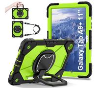 YOUULAR Strap Tablet Case for Samsung Galaxy Tab A9 Plus 11 inch SM-X216B 2023, Heavy Duty Shockproof Protective Cover with Kickstand, Handle, Shoulder Strap for Kids Women Man Black Yellow Green