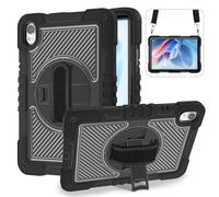 YOUULAR Tablet Case for Huawei MatePad Air 11.5/Huawei MatePad 11.5 S/Huawei MatePad 11.5, Tablet Shockproof Cover with 360° Rotating Stand and Wrist Strap, Shoulder Strap,Completely Black